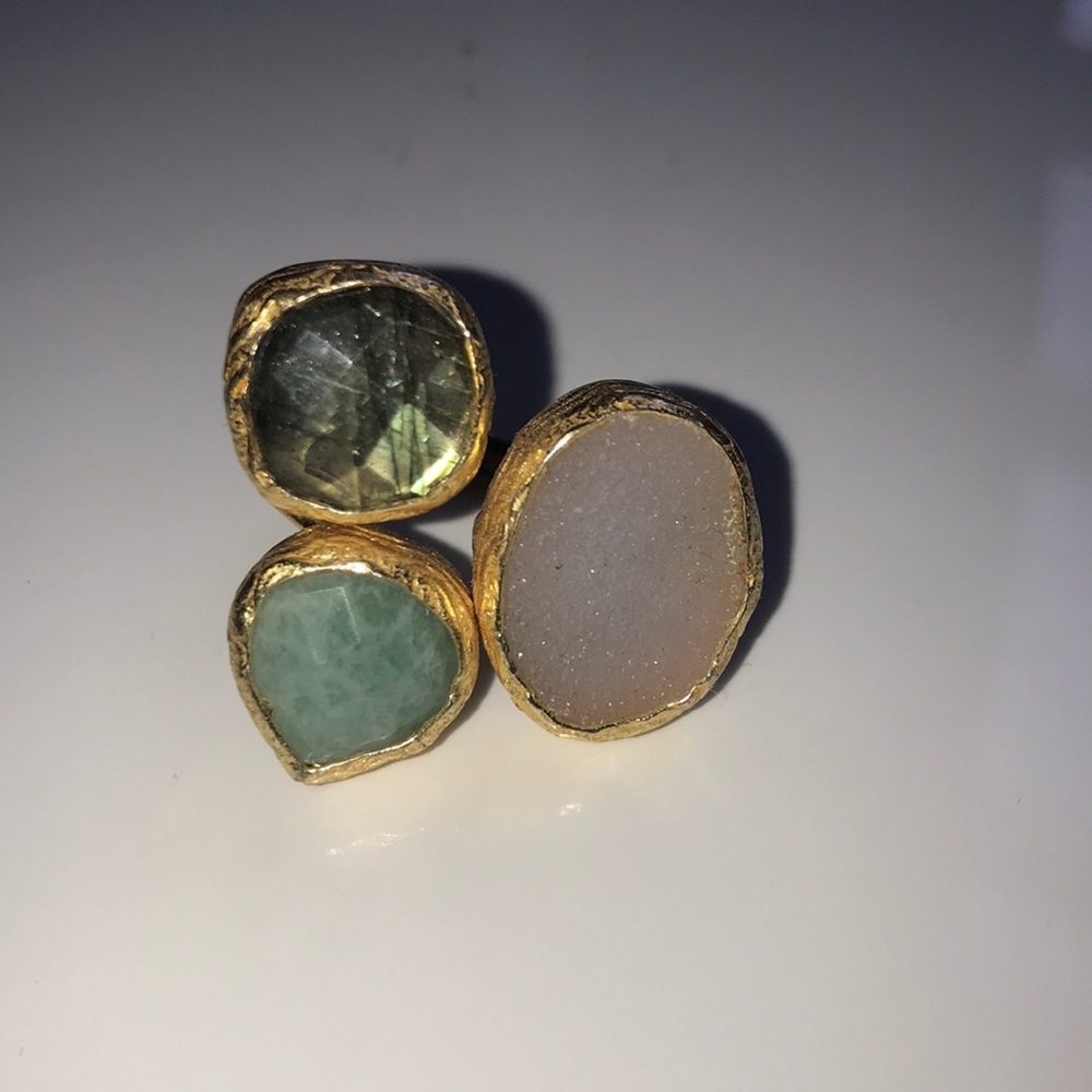 Green combo jeweled ring